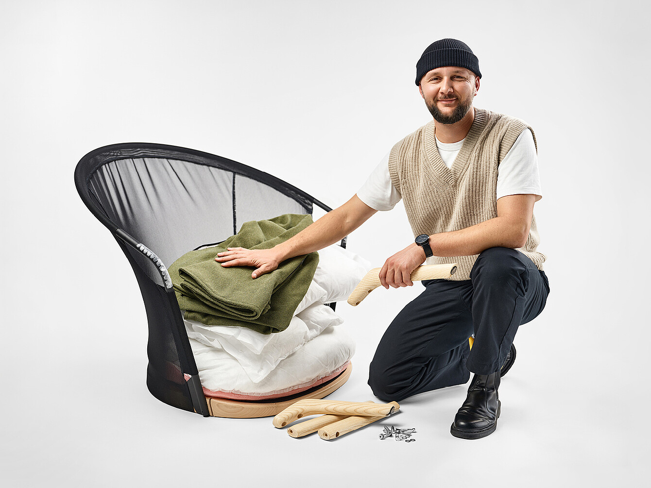 Konstantin Thomas with deconstructed soft chair