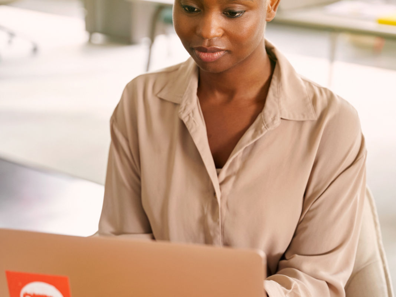 woman working on a laptop