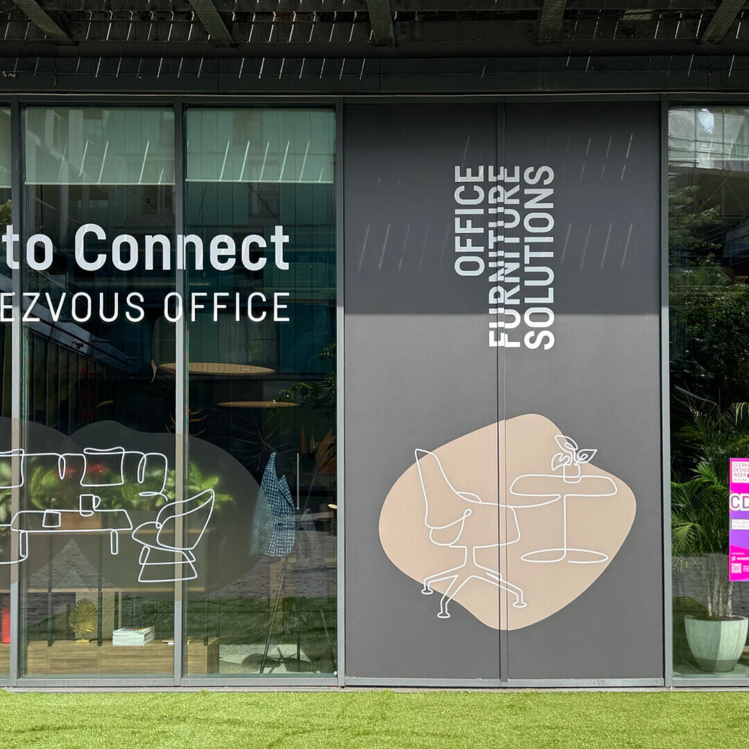 Windows of the UK Sedus showroom facade