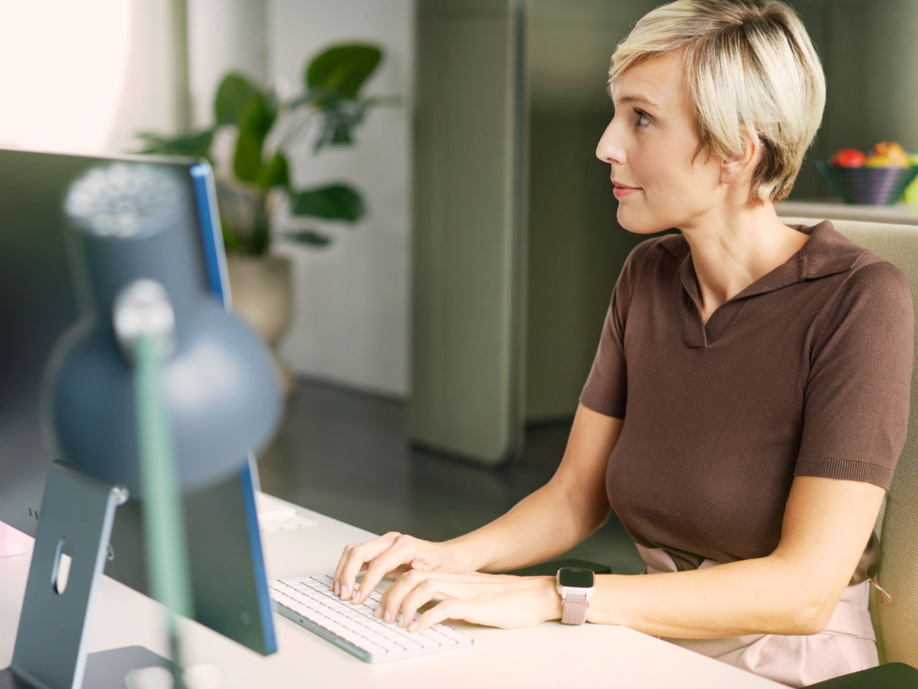 Woman working on a computer