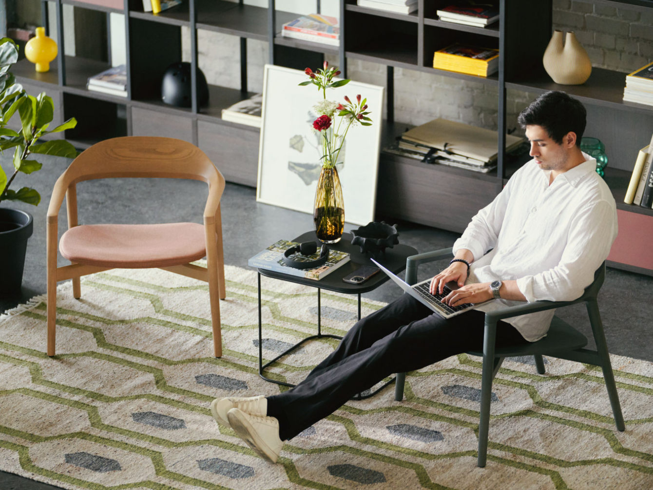 Man in a relaxed working position