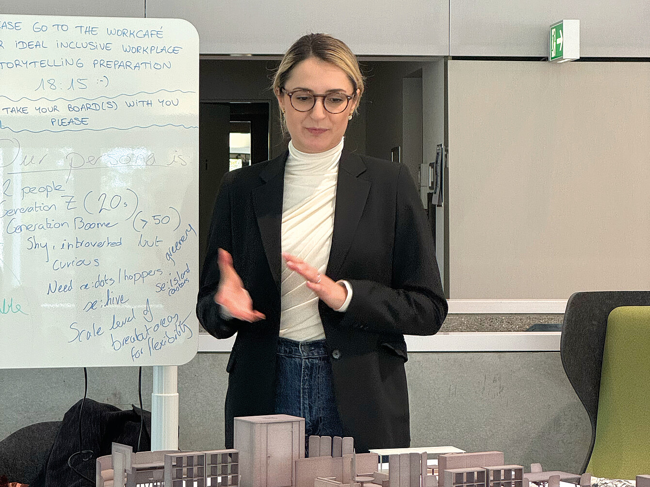 A participant presents the results