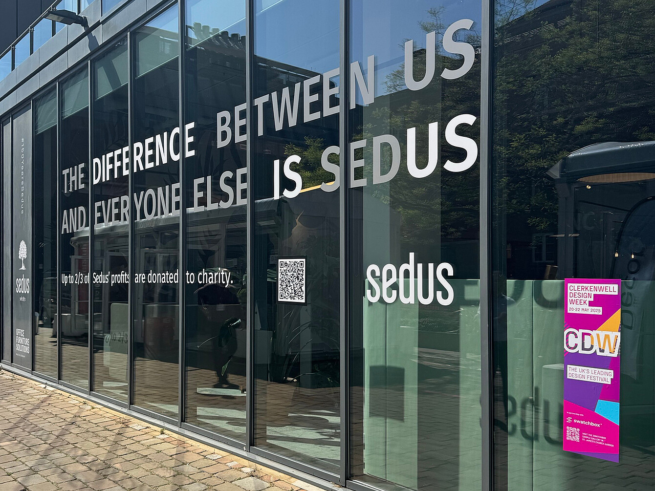 Window facade of the Sedus showroom in Clerkenwell